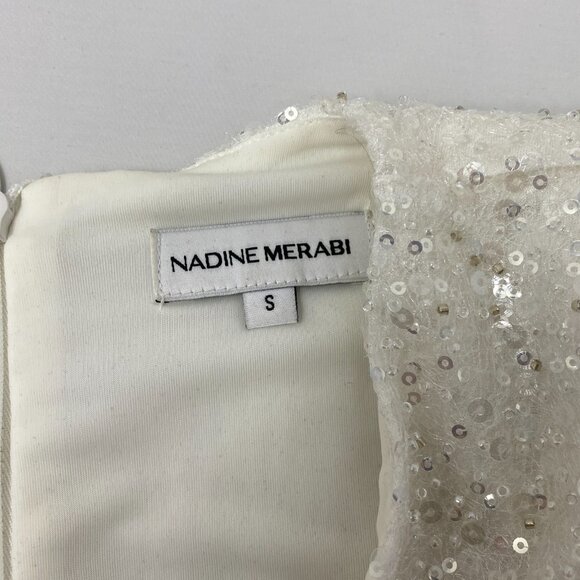 Nadine Merabi Leah White Sequin Dress Small - Picture 14 of 15